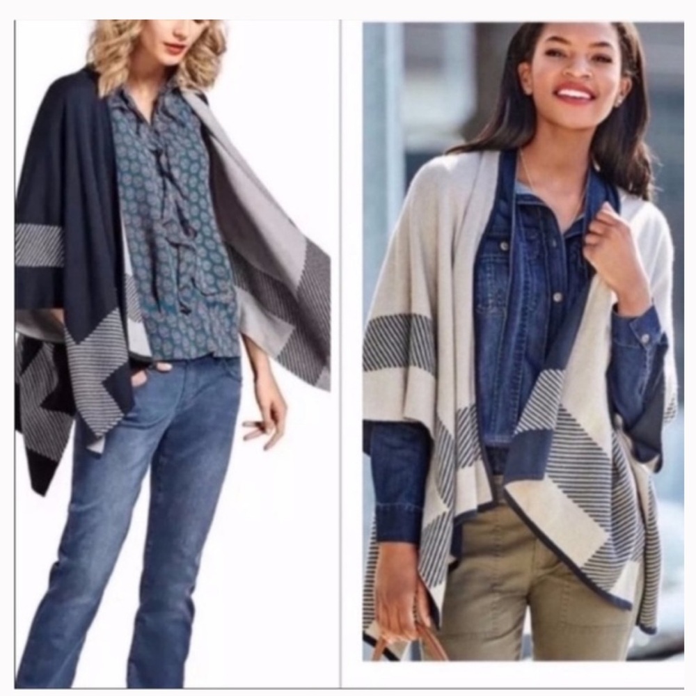 Cabi Reversible Shawl Poncho NWOT